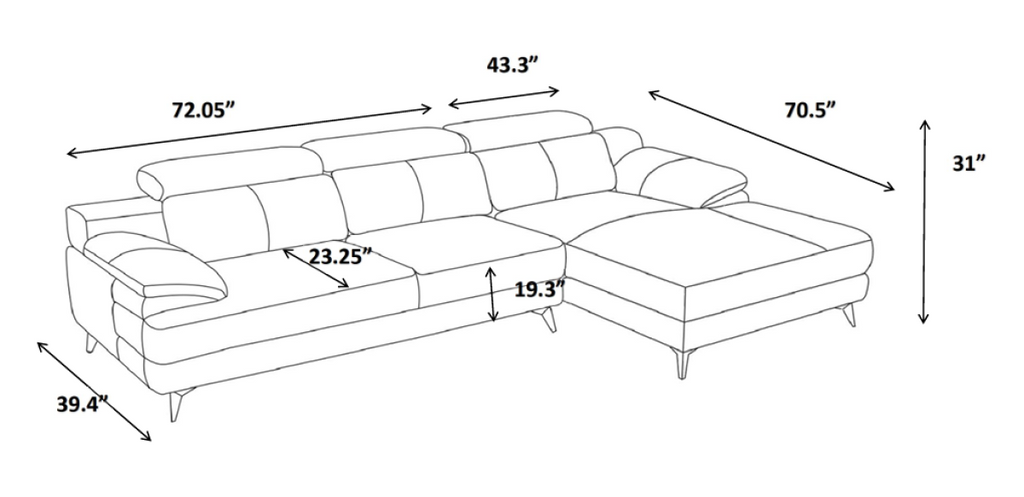 LHF Sectional (Burnt Orange)