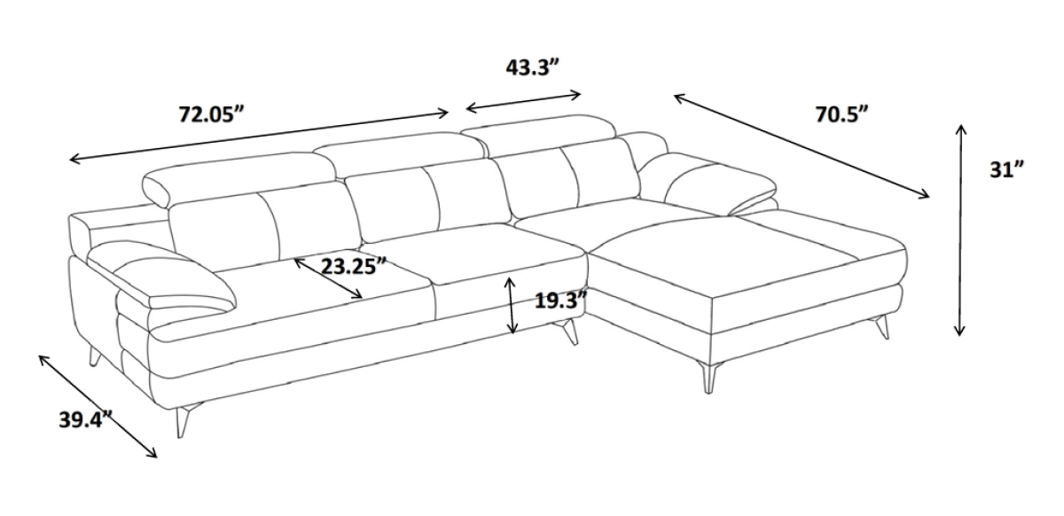 LHF Sectional (Burnt Orange)