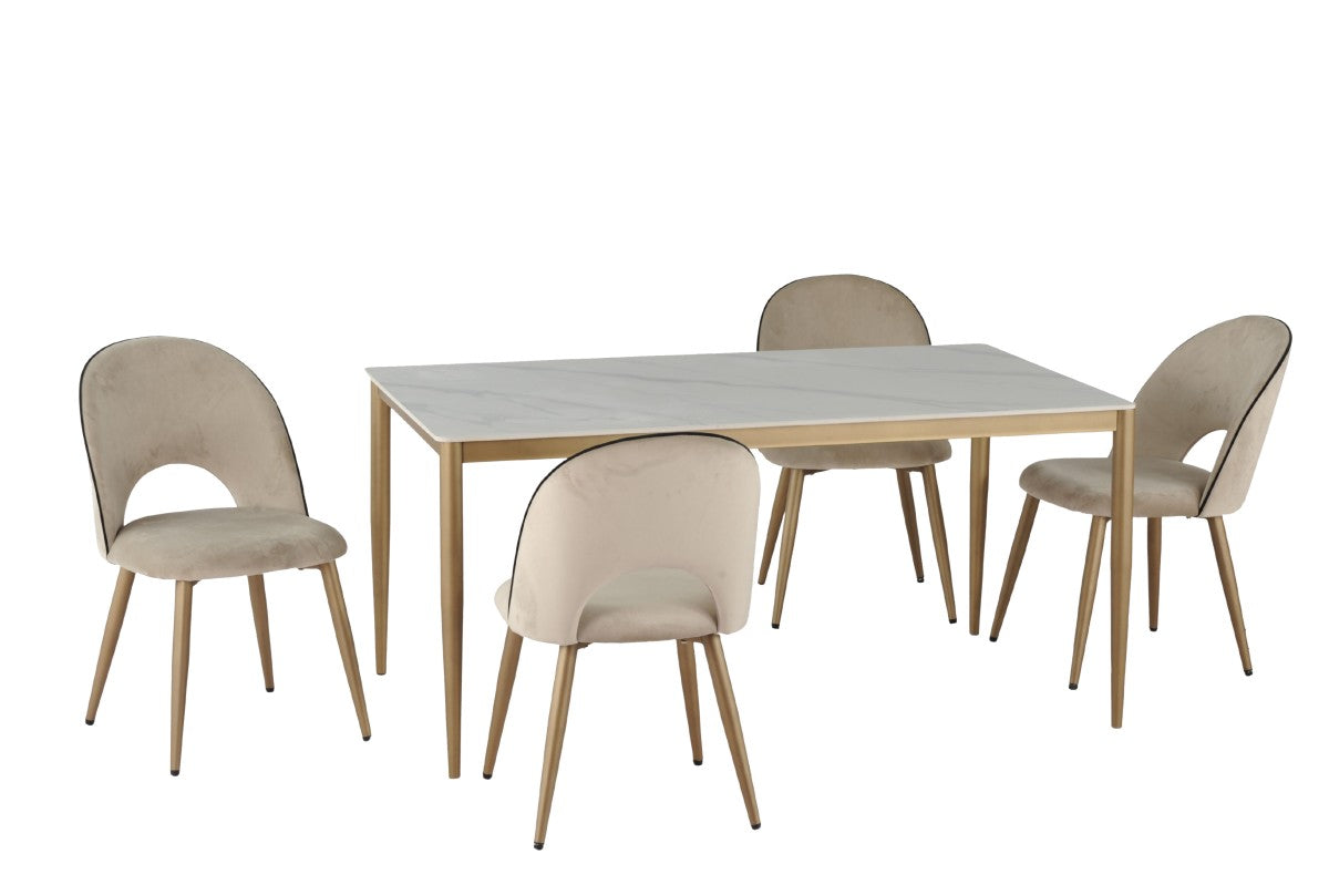 Emilia Dining Table (White/Gold)