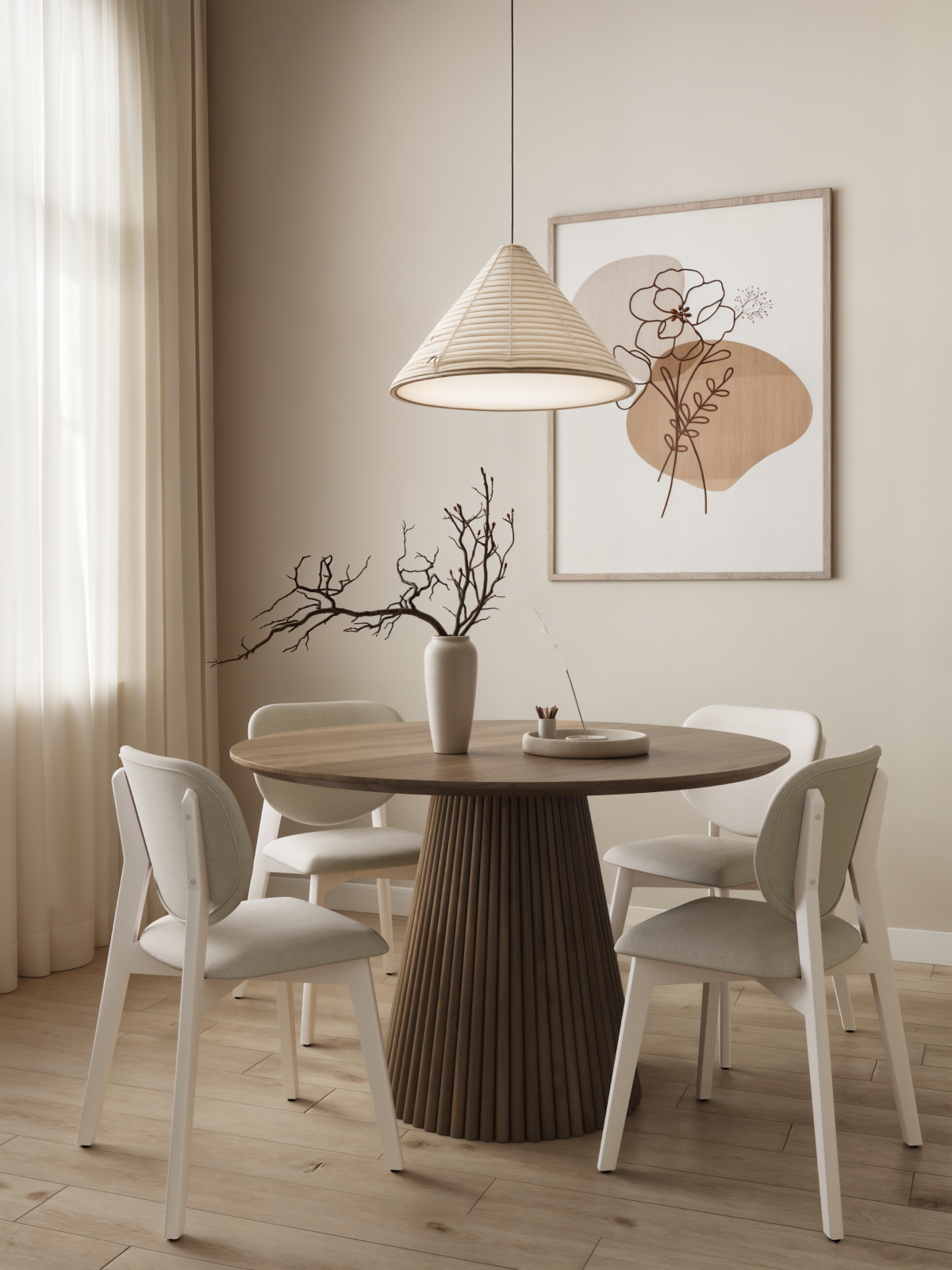 5-Piece Dinng Set (Walnut / White Wash)