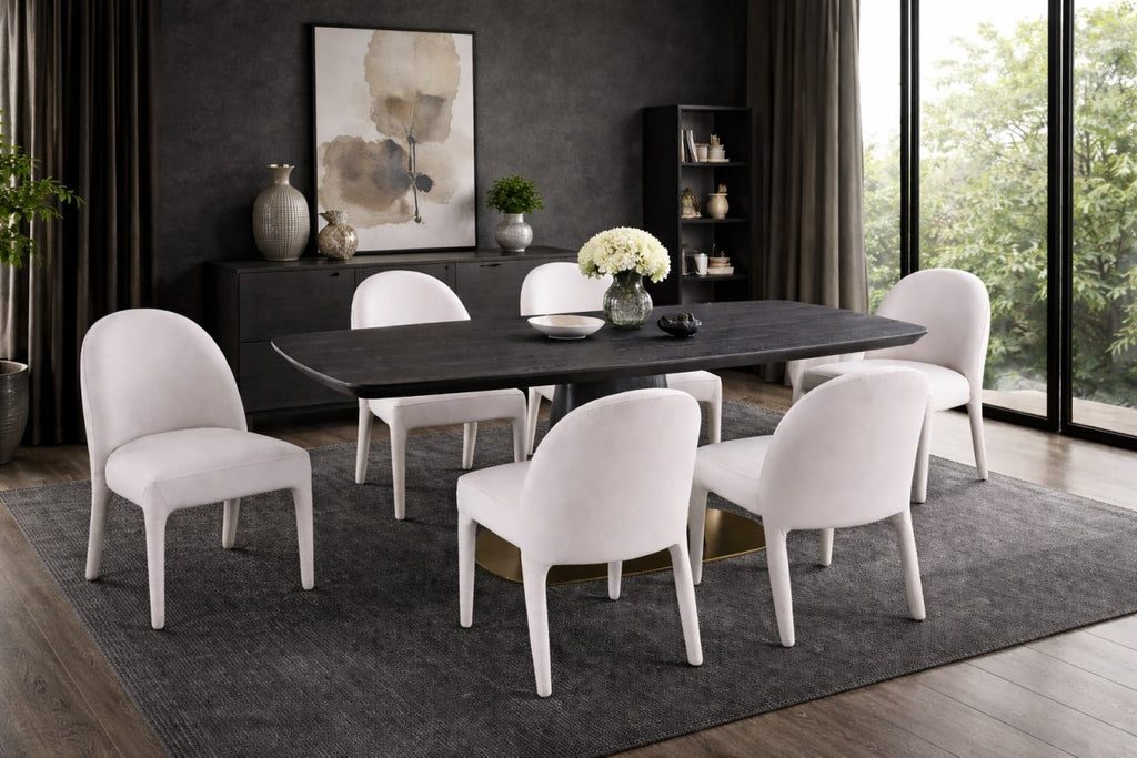 7-Piece Dining Set (Black/Beige)