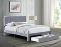 Miami Bed with Storage Drawer Grey Velvet