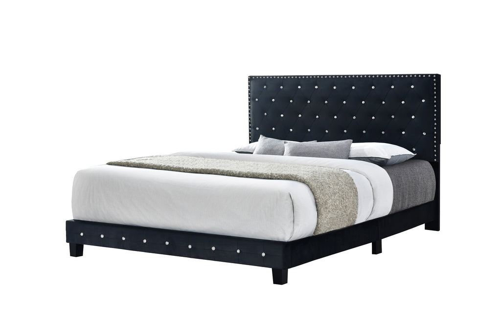 Diamond Bed Velvet (Black) Queen