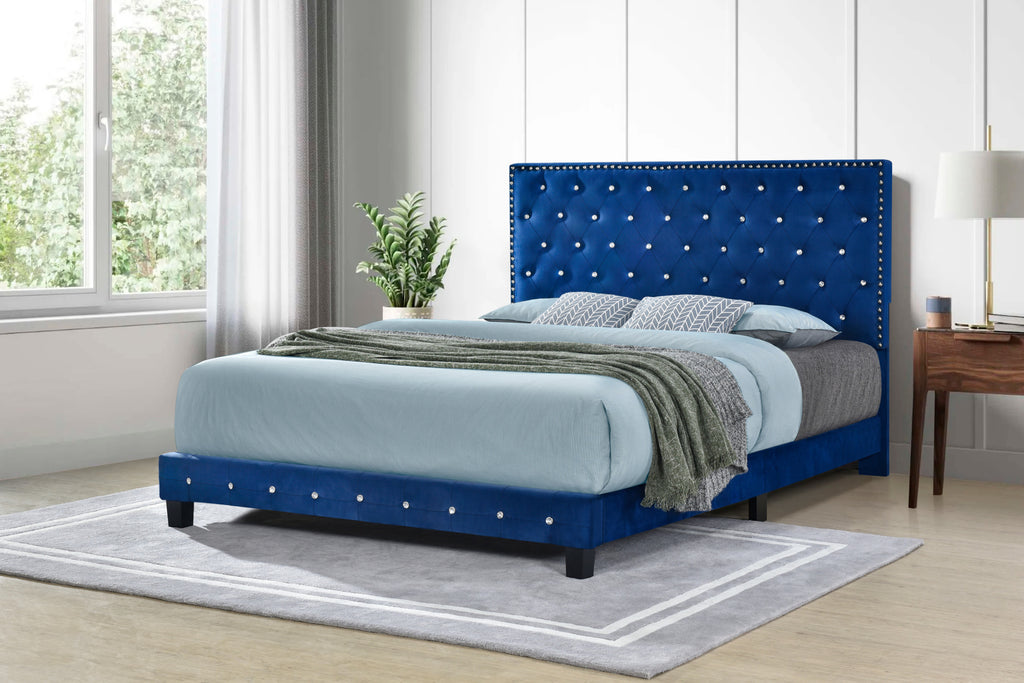 Diamond Bed Velvet (Blue) Queen