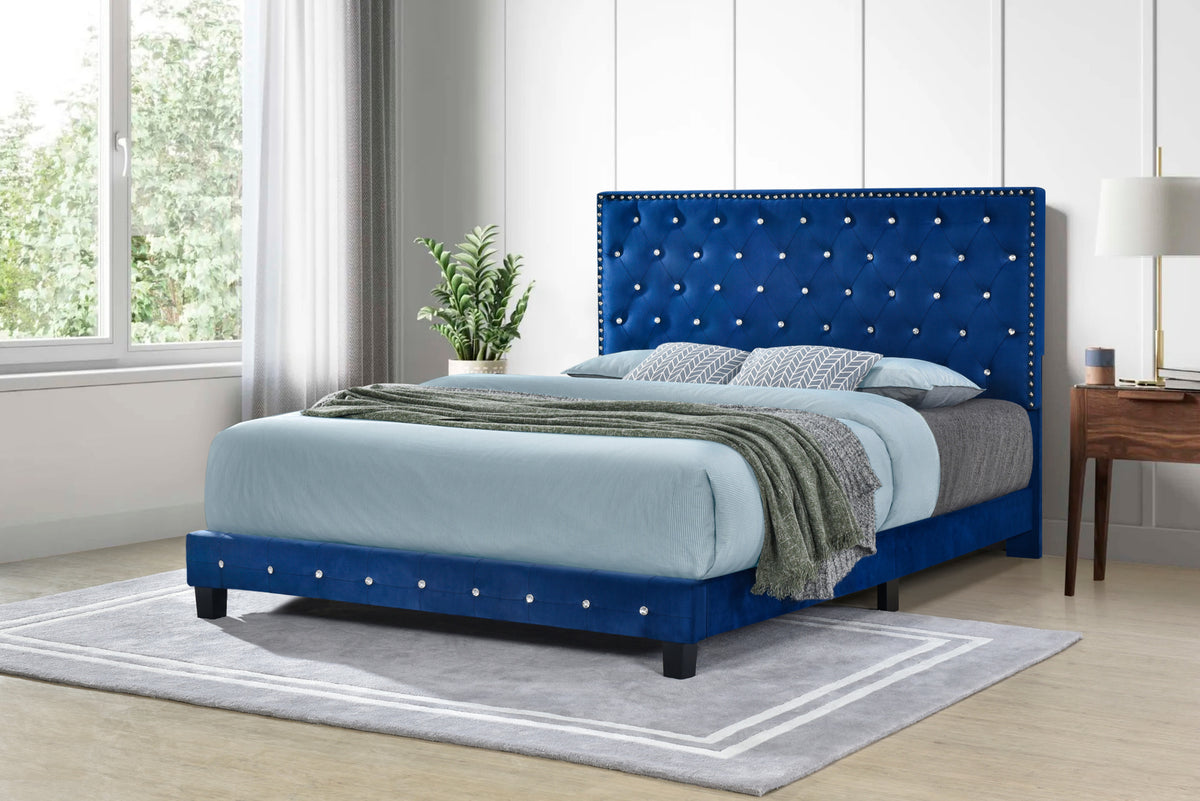 Diamond Bed Velvet (Blue) Queen
