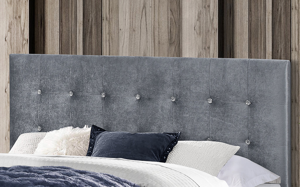 Glare Double Size Bed in Velvet Grey