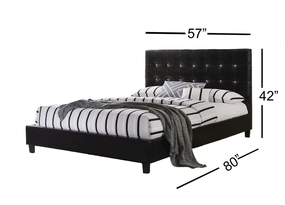 Glare Double Size Bed in Black PU