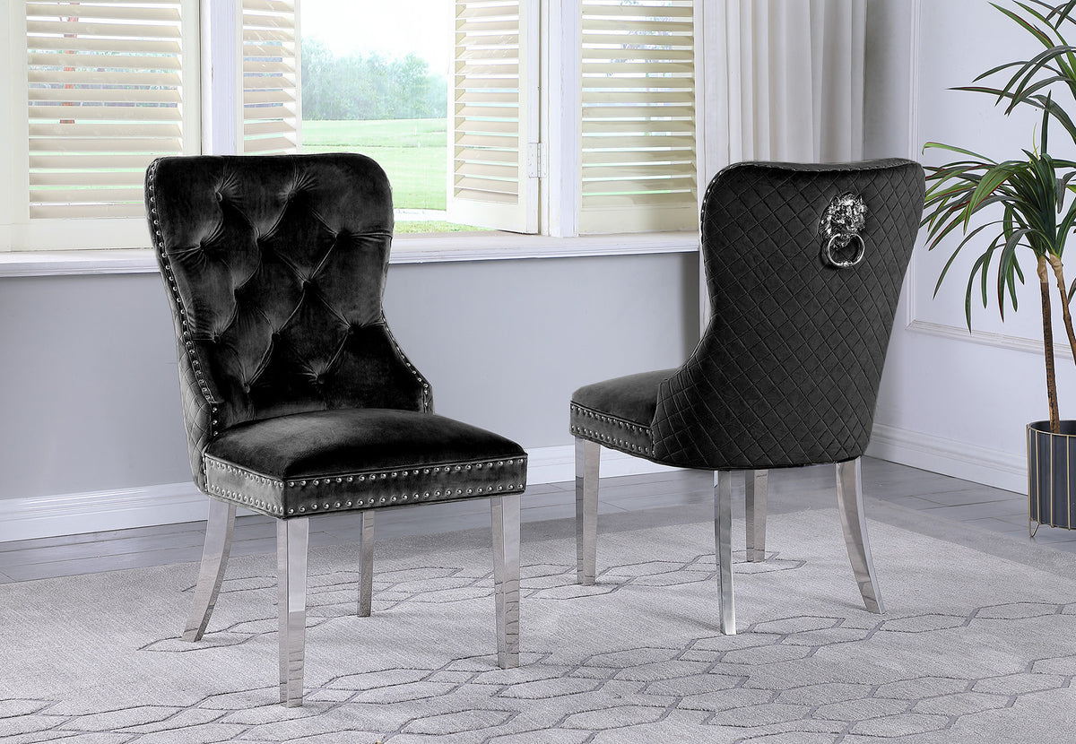 Leo Black Velvet Dining Chairs (Set of 2)