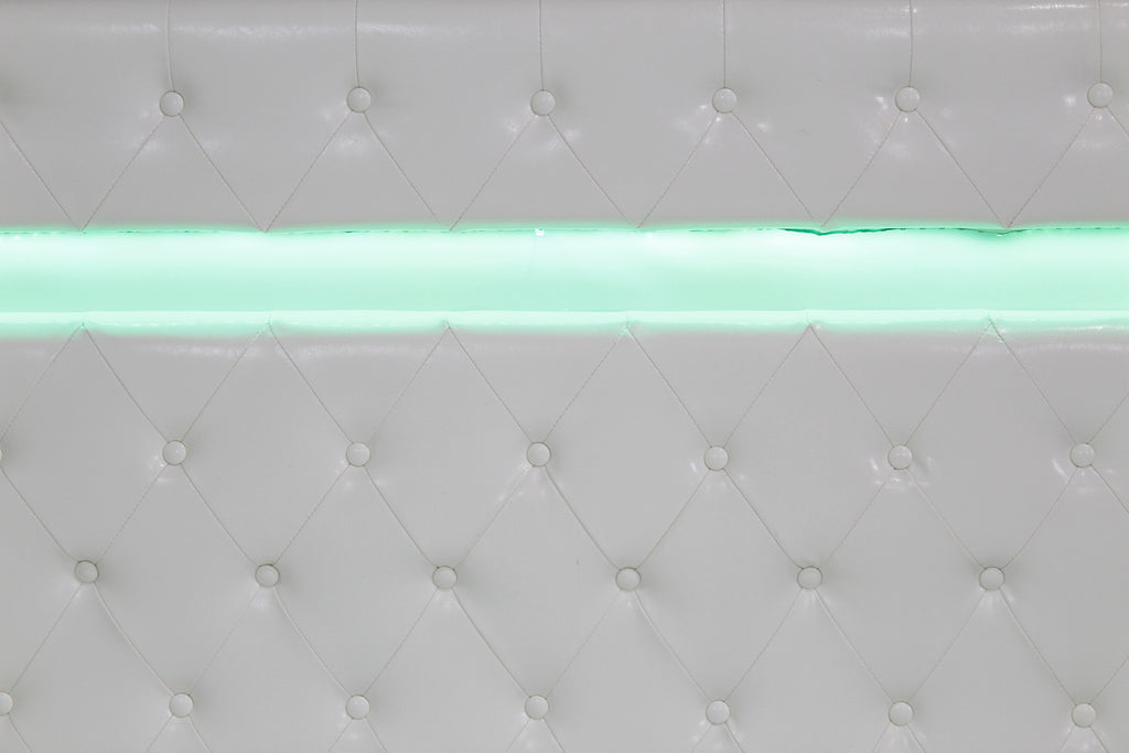 Otis White PU King Bed with LED Panel Headboard