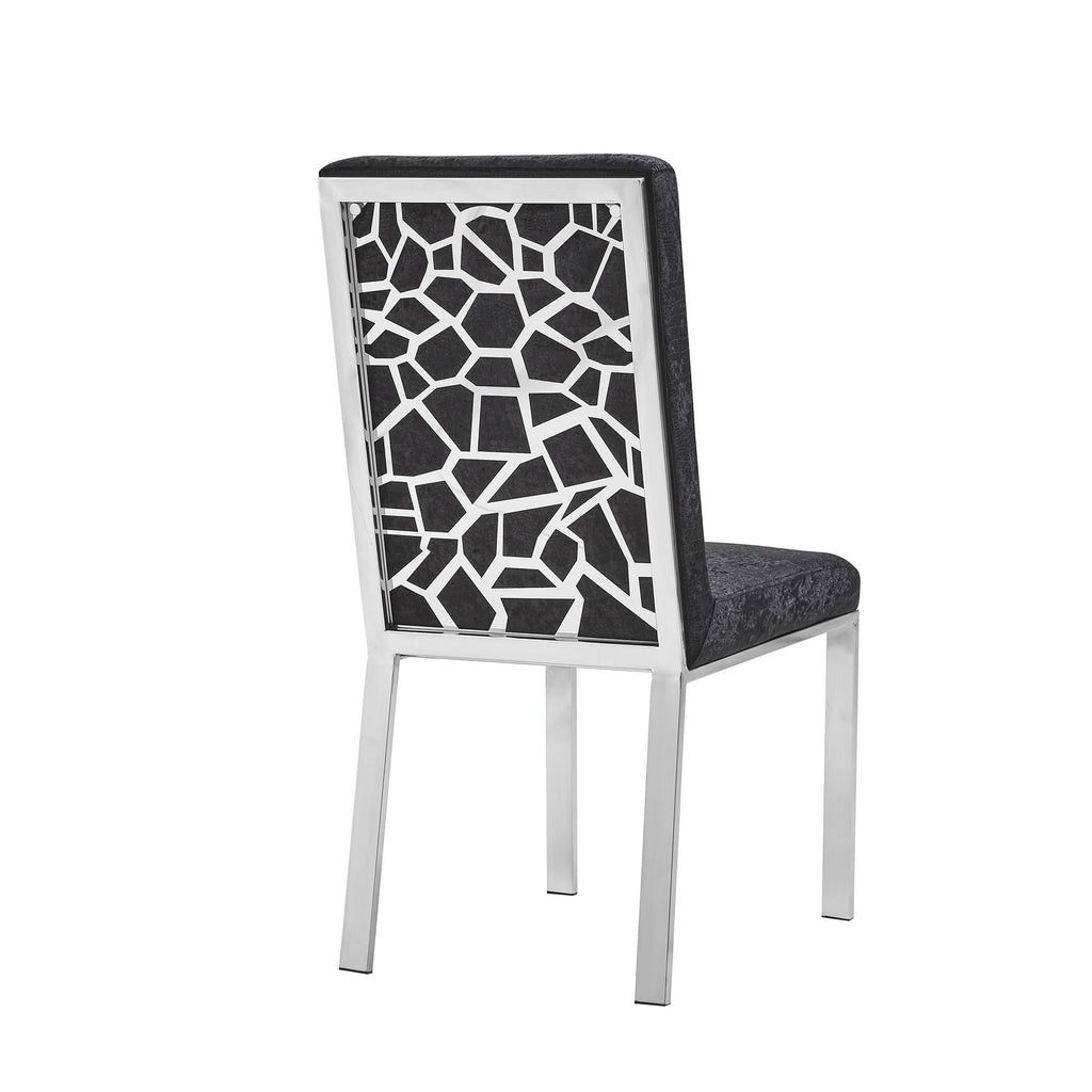 Angelina Black Velvet / Silver Dining Chairs (Set of 2)