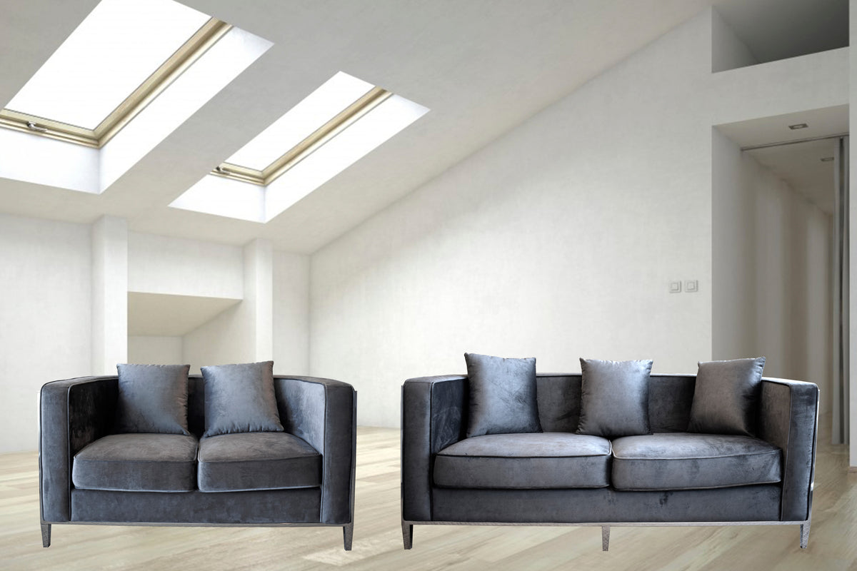 Ruby Round Dark Grey (Sofa and Loveseat)