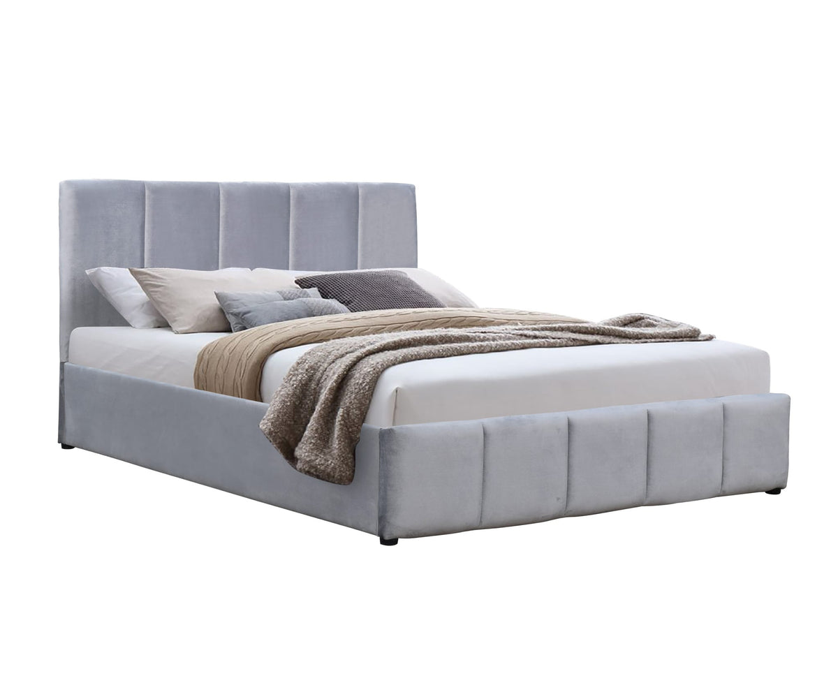 Frankfurt Lift Top Storage Bed King Grey Velvet