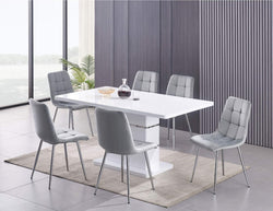Magnus High Gloss Dining Table with 6 Bombay Grey Chairs
