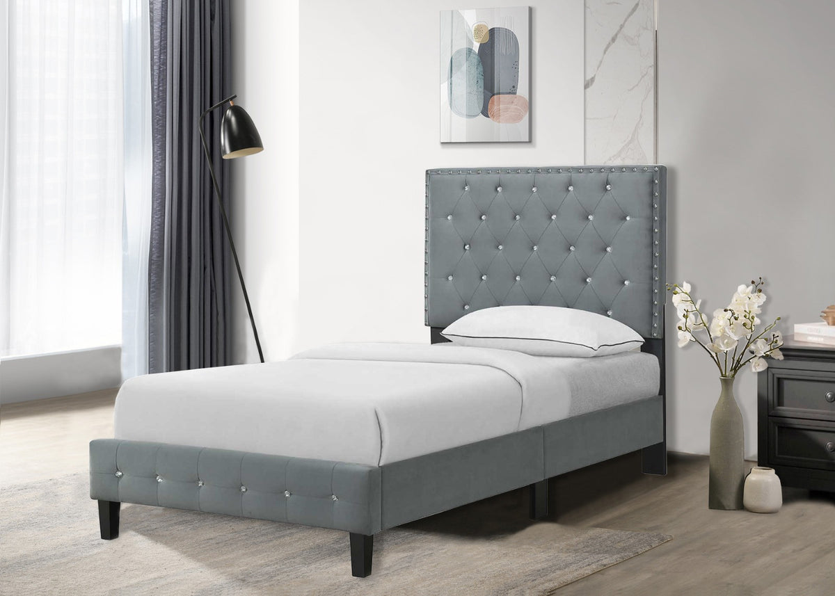 Diamond Single Bed (Grey)