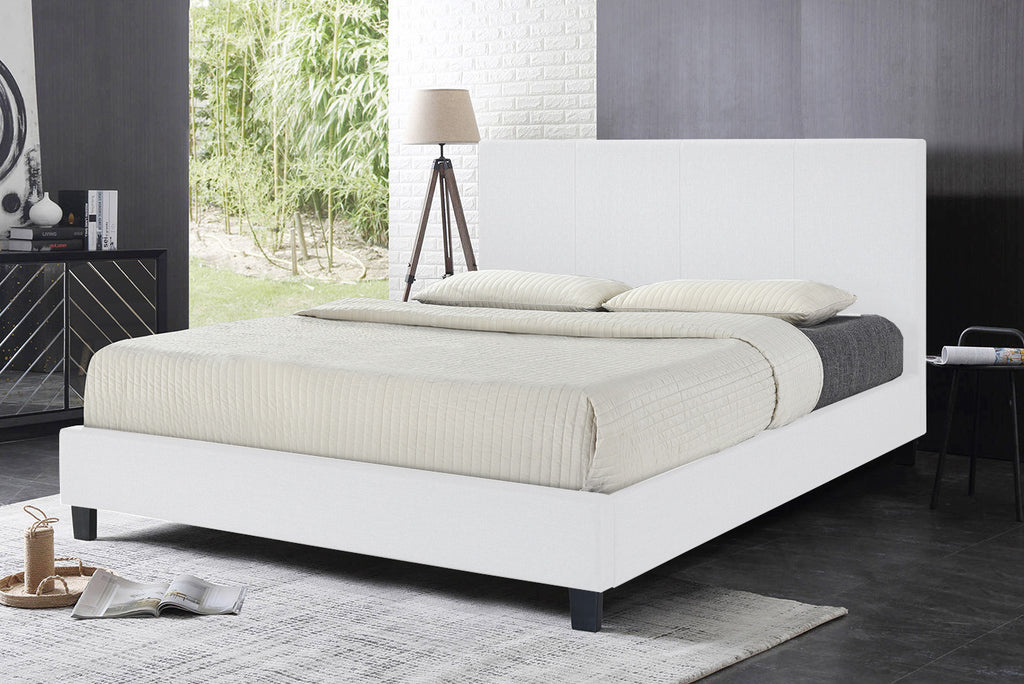 Uptown King Size Bed in White PU