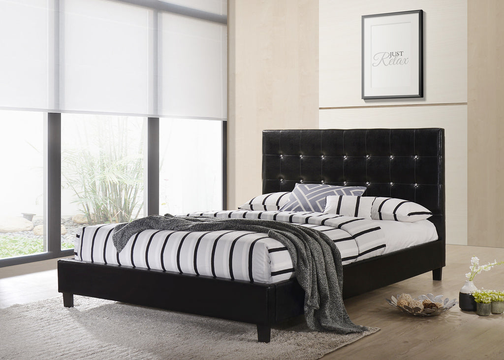 Glare King Size Bed in Black PU