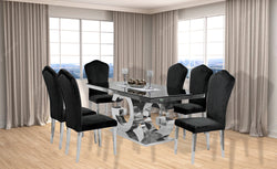 Gracie 71" Dining Table + 6 Black Monica Chairs