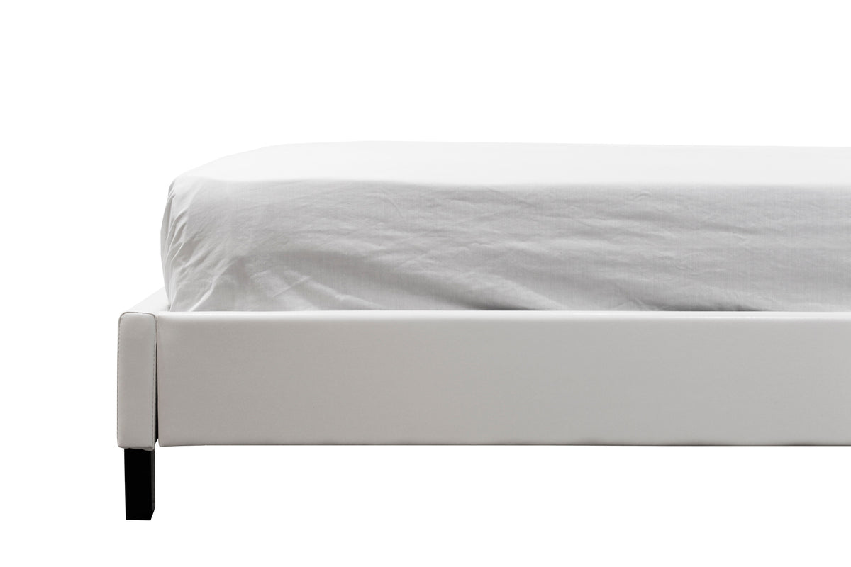 Otis White PU King Bed with LED Panel Headboard