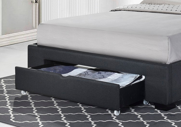 Sofia (Storage Drawer) Queen Size Bed in Charcoal Fabric