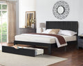 Miami Bed with Storage Drawer Black PU