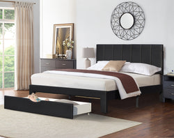 Miami Bed with Storage Drawer Black PU