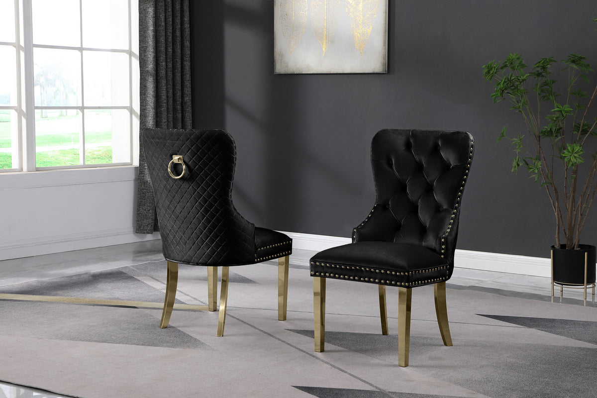 Black Velvet Gold Munich Dining Chairs (Set of 2)