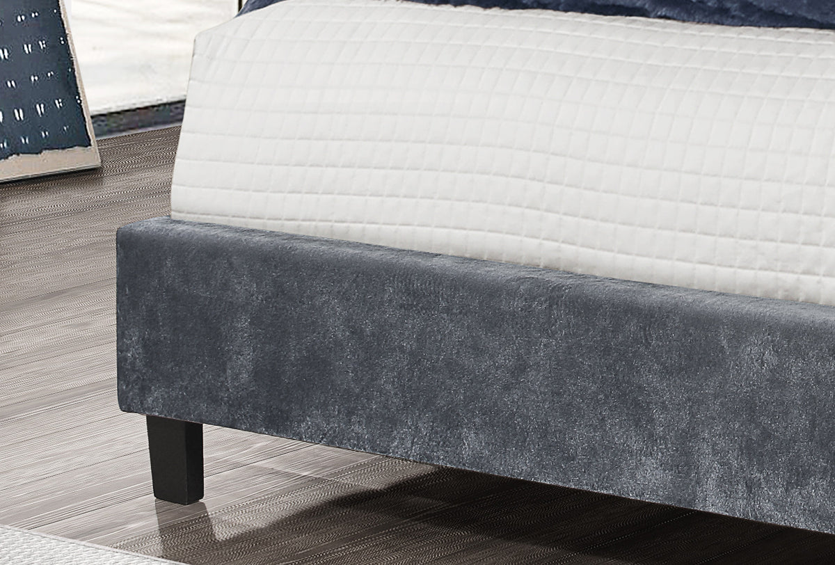 Glare Double Size Bed in Velvet Grey