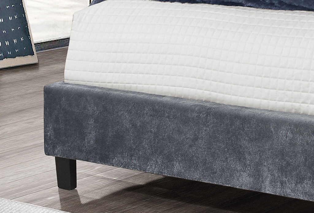 Glare King Size Bed in Velvet Grey
