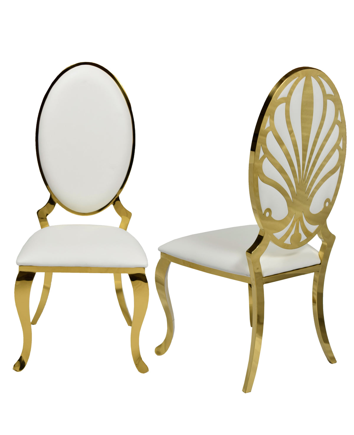 Ice Gold White PU Leather Dining Chair (Set of 2)