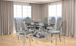 Gracie 71" Dining Table + 6 Grey Ice Chairs