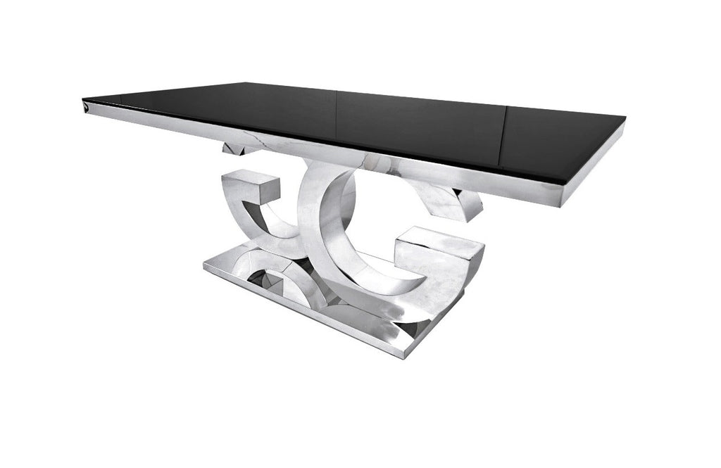 Gracie 71 Inch Glass Top Silver Dining Table