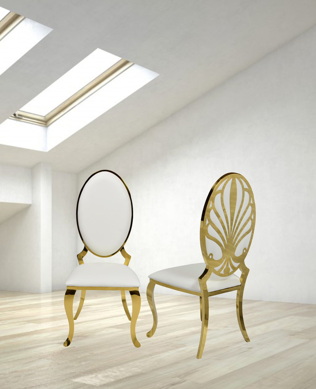Ice Gold White PU Leather Dining Chair (Set of 2)