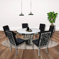 Lotus Marble Dining Table with Angelina Black Dining Set