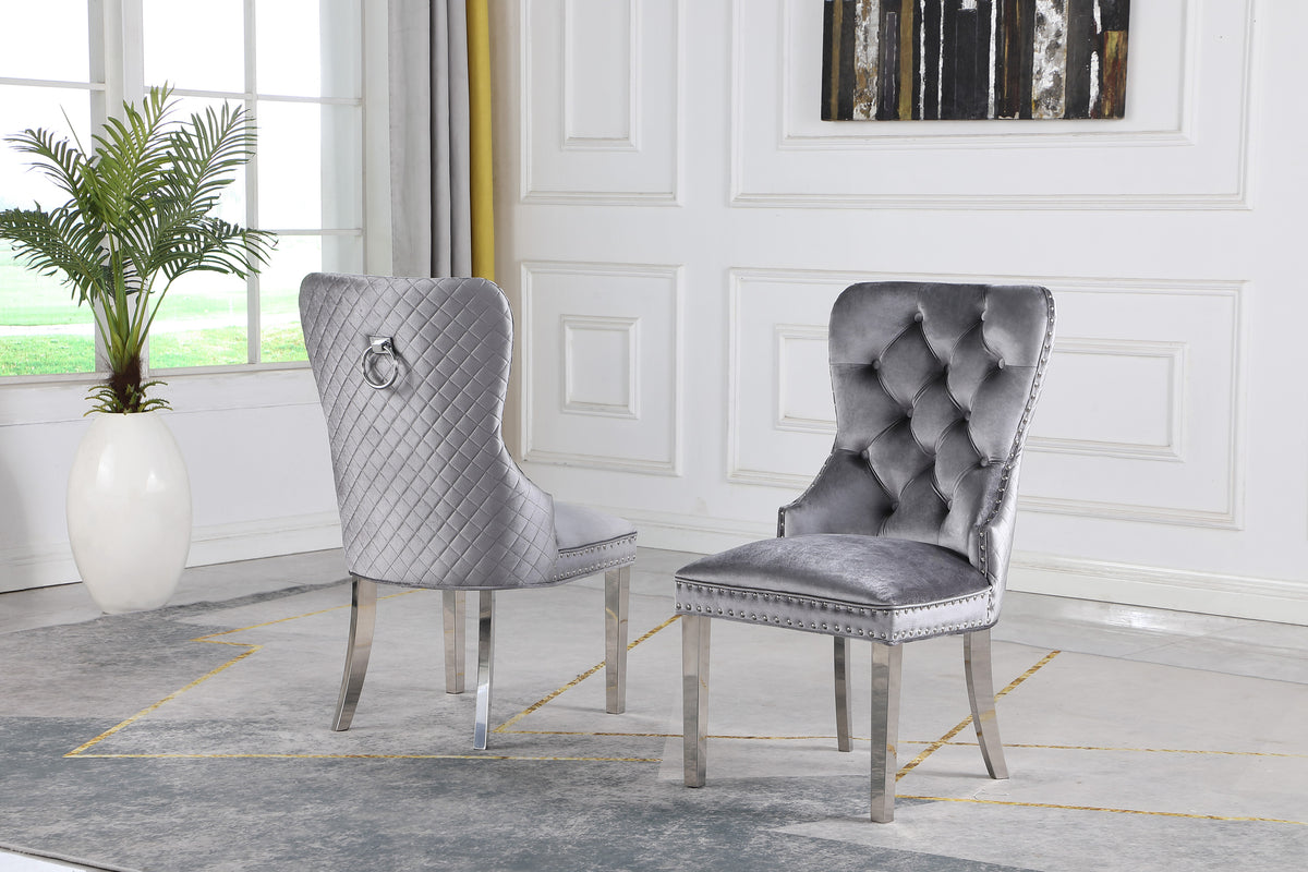 Grey Velvet Munich Dining Chair (Set of 2)
