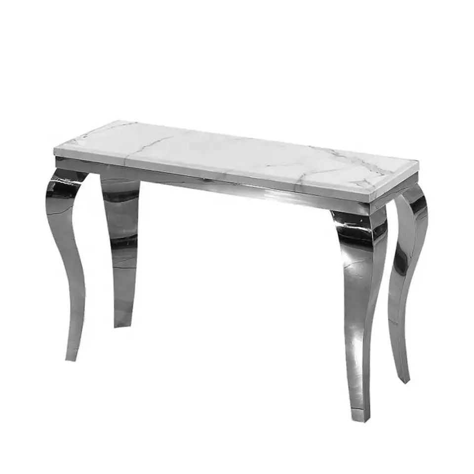Kennedy Marble Top Console Table Silver