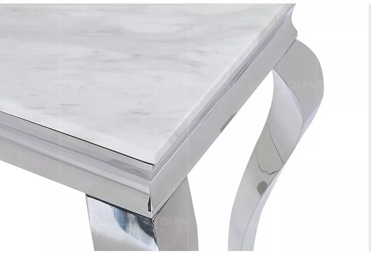 Kennedy Marble Top Console Table Silver