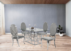 Zenith 71" Dining Table +4 Grey Ice Chairs