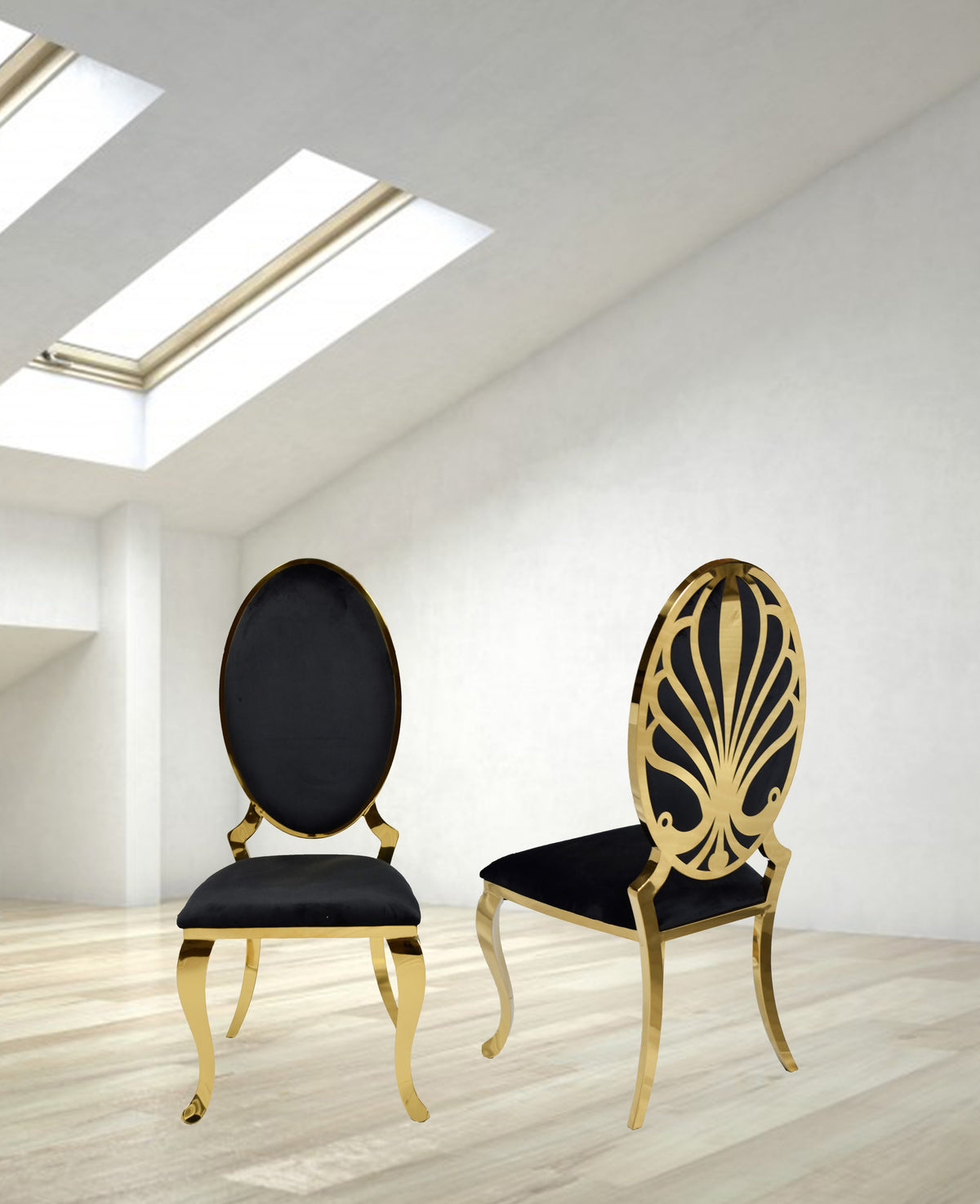 Ice Gold Black Velvet Dining Chair (Set of 2)