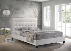 Glare King Size Bed in White PU