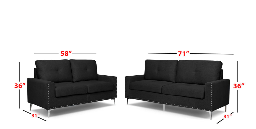 Rita 2-Piece Sofa and Loveseat Set Charcoal