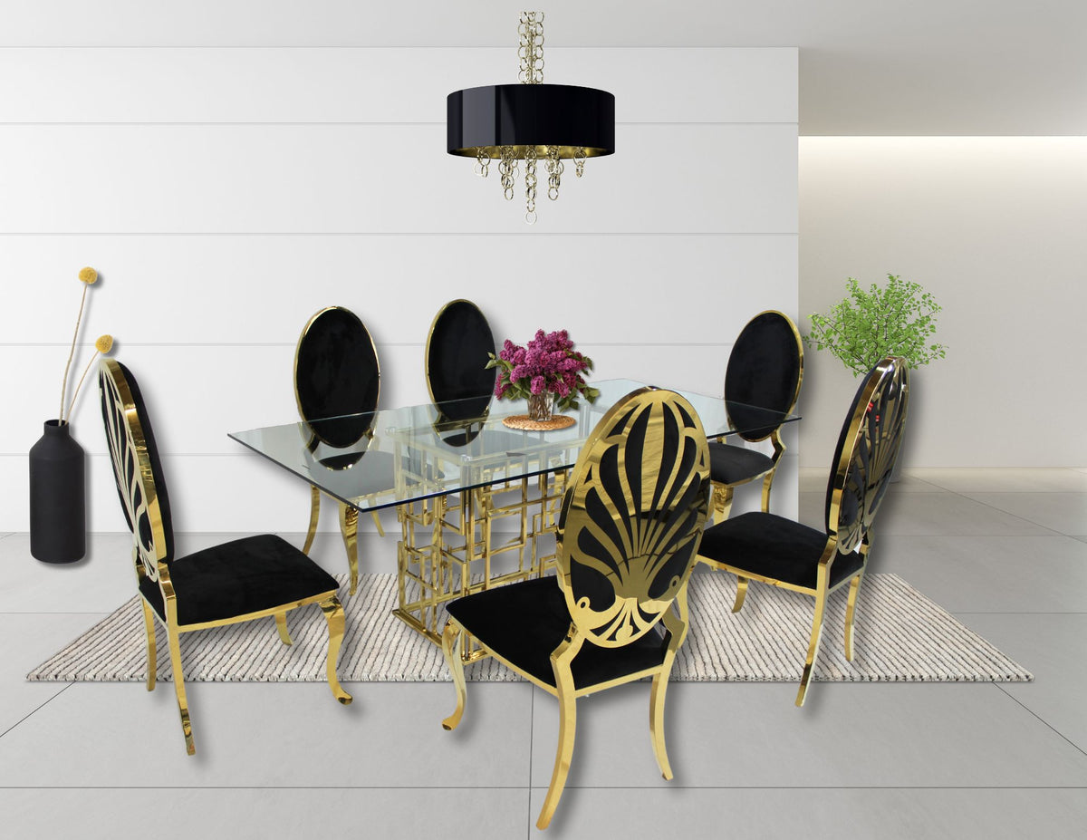 Zenith Gold with Ice Black Dining Set