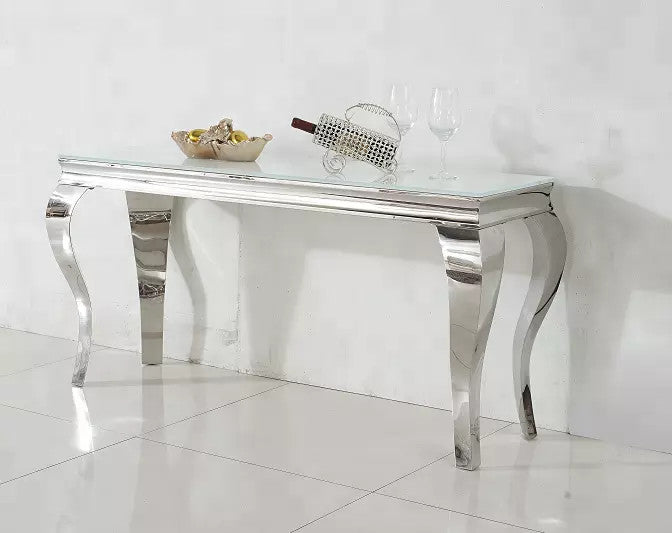 Kennedy Marble Top Console Table Silver