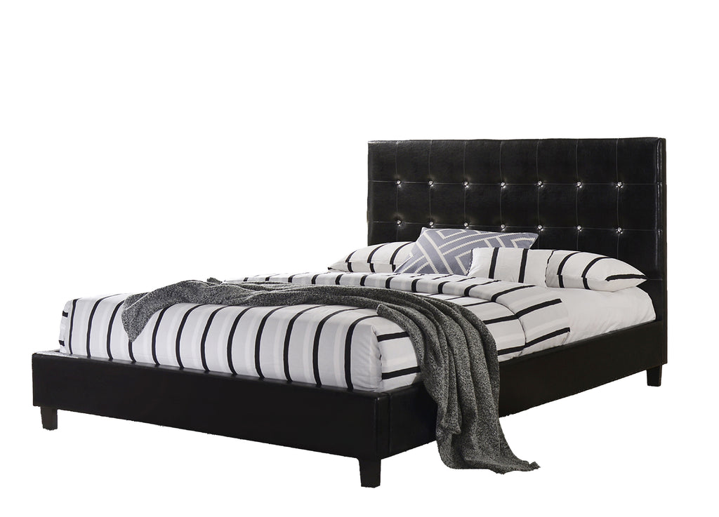 Glare King Size Bed in Black PU