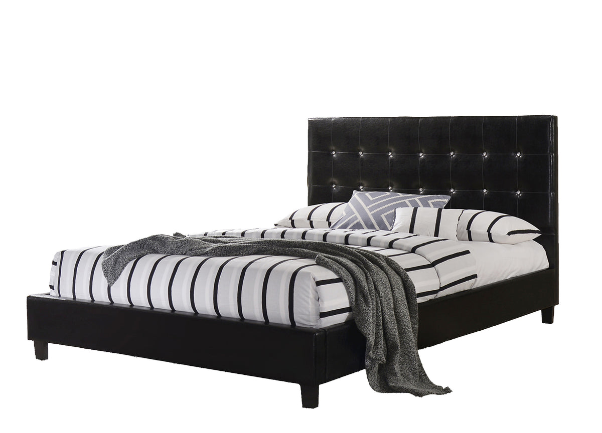 Glare King Size Bed in Black PU