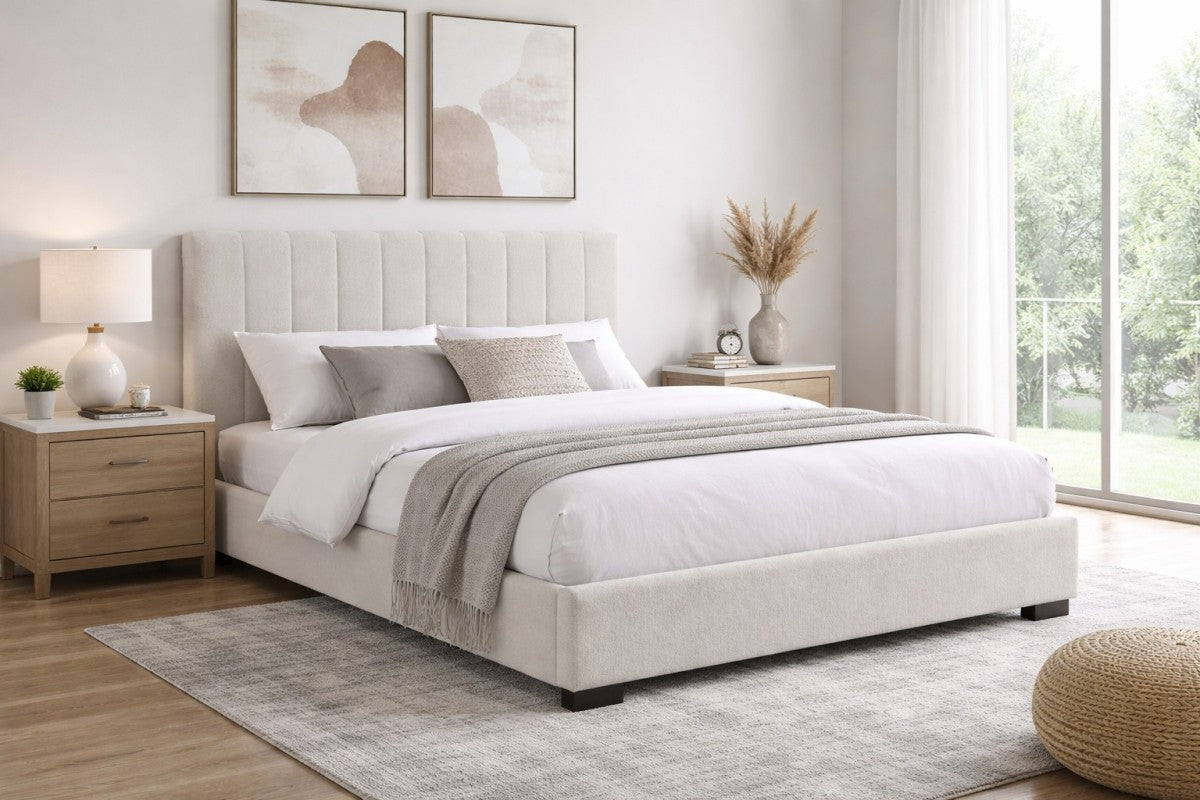 Queen Bed Frame (Beige) - 828941