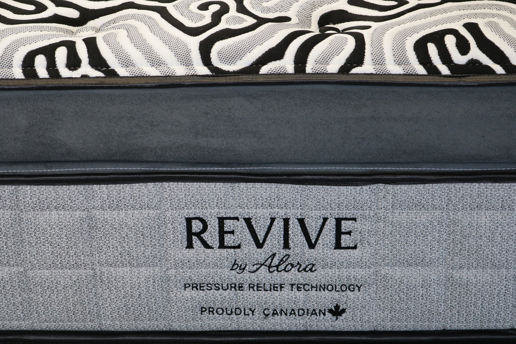 Revive by Alora mattress - black and white quilted top fabric