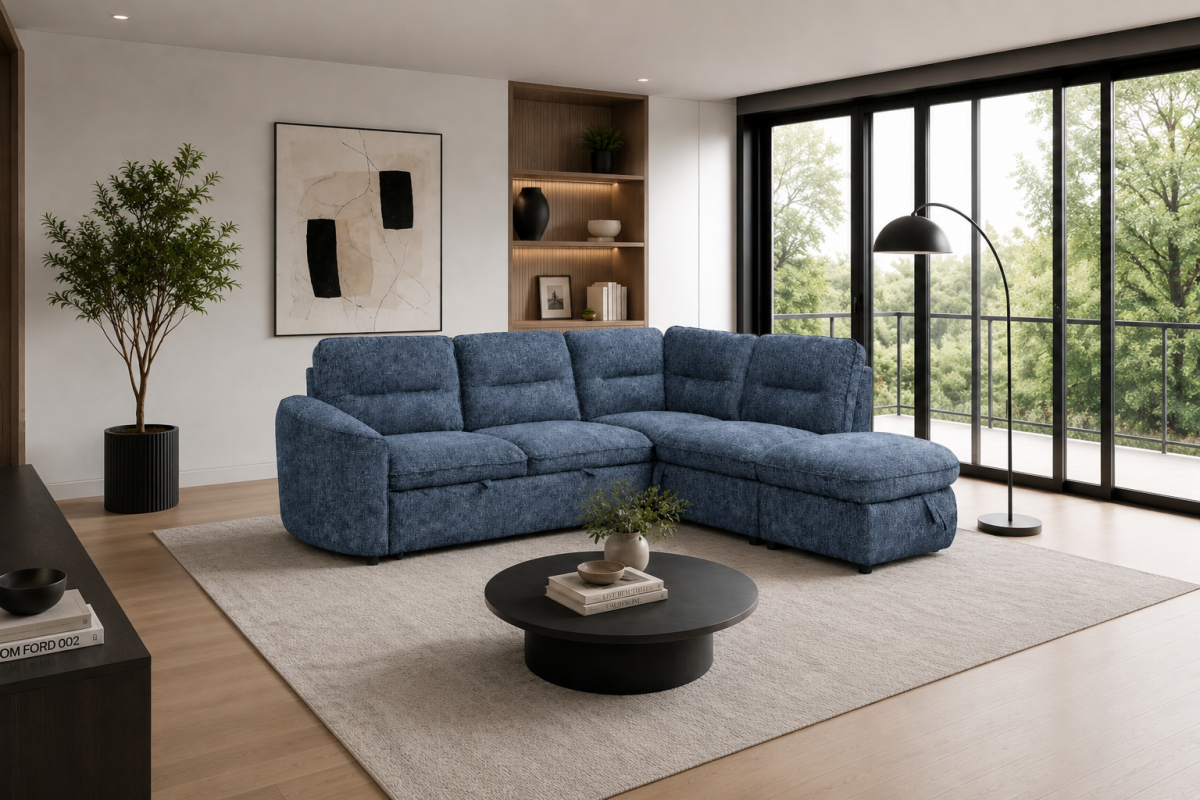 RHF Sectional Sleeper (Blue)