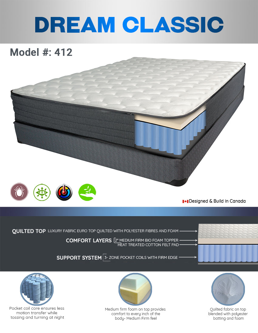 Dreamtime Dream Classic Euro Top Pocket Coil Mattress (Bed in a Box)
