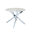 Genesis 39” Round Dining Table – Marble Finished Glass/Silver