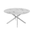 Genesis 51” Round Dining Table – Marble Finished Glass/Silver